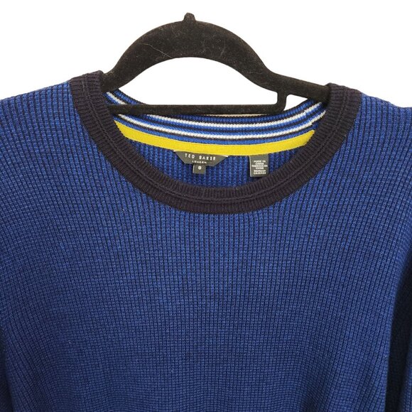Ted Baker Sweater Men's 6 (US 2XL) Viscose Cashmere Waffle Knit Pullover Jumper - Picture 2 of 11